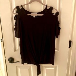 Black top with slit sleeves